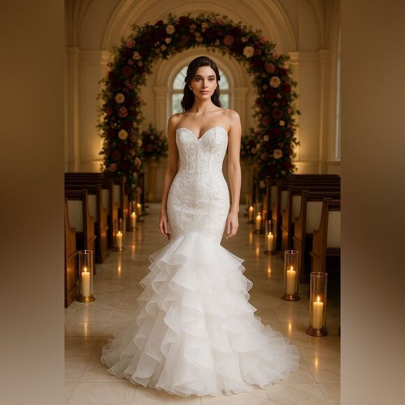 Brand New Anya Mermaid Corset Wedding Dress 11/12 Crystal Beaded Tulle  Lace-Up
